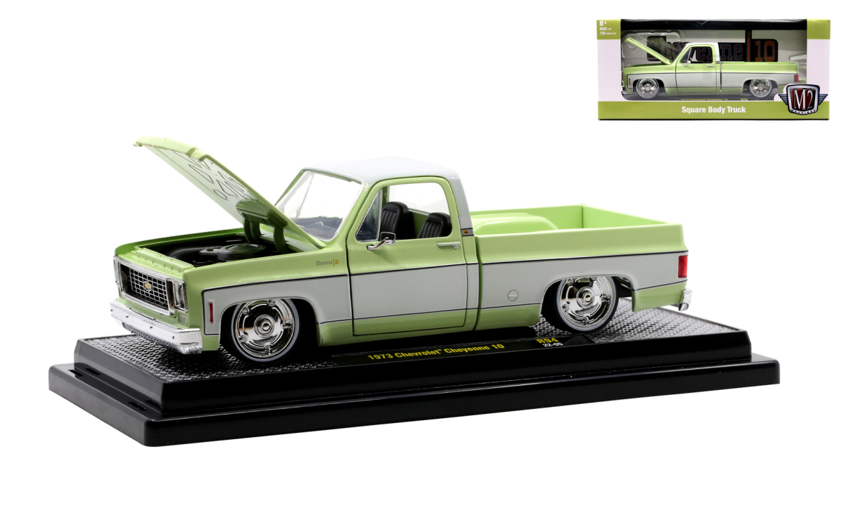 M2 Machines SuperCon 1973 Chevrolet Cheyenne Super 10 1/64 &ndash; Pick-up Verde Edizione Limitata