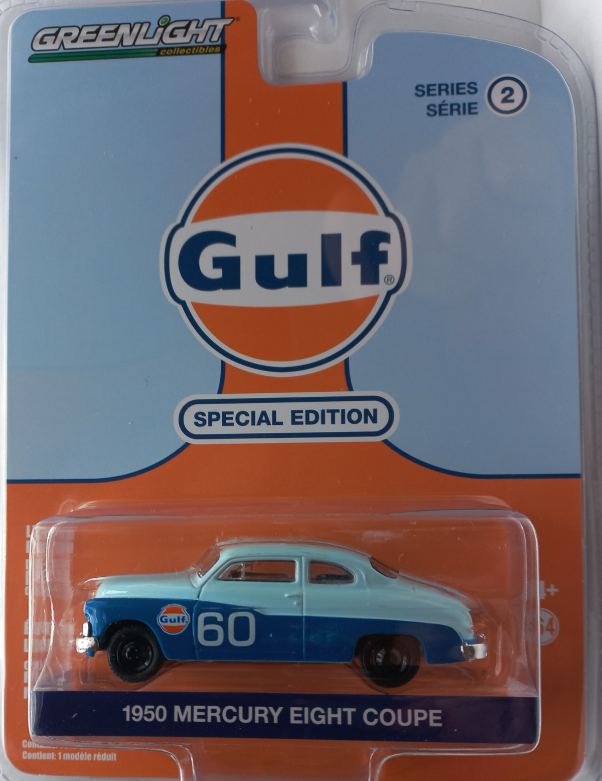 Greenlight 1/64 Scale 1950 Eight Coupe #60 Gulf Oil Special Edition Diecast Model Car - Light Blue, Series 2